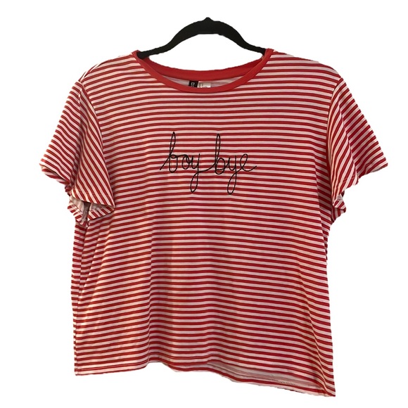 Divided Tops - Divided H&M striped flutter sleeve boy bye small crop top